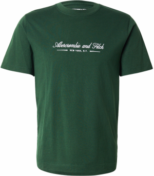 Abercrombie & Fitch Tričko  tmavozelená / biela