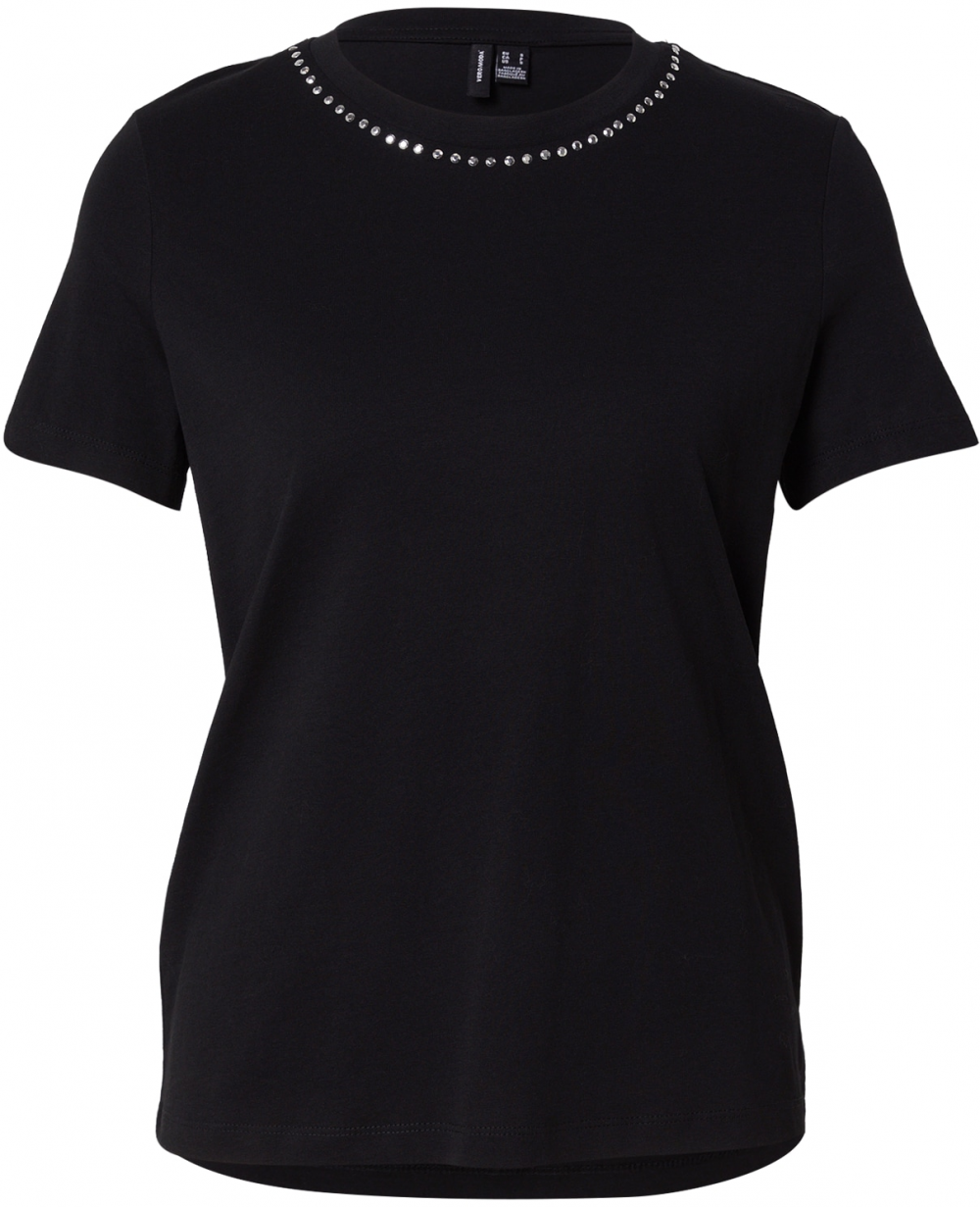 VERO MODA Tričko  čierna / strieborná
