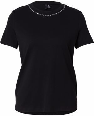 VERO MODA Tričko  čierna / strieborná