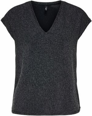 ONLY Tričko 'ONLCAROL'  čierna / strieborná