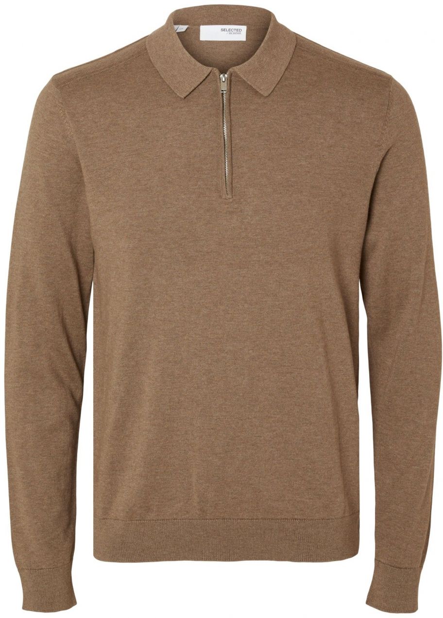 SELECTED Sveter 'SLHBerg'  hnedá melírovaná