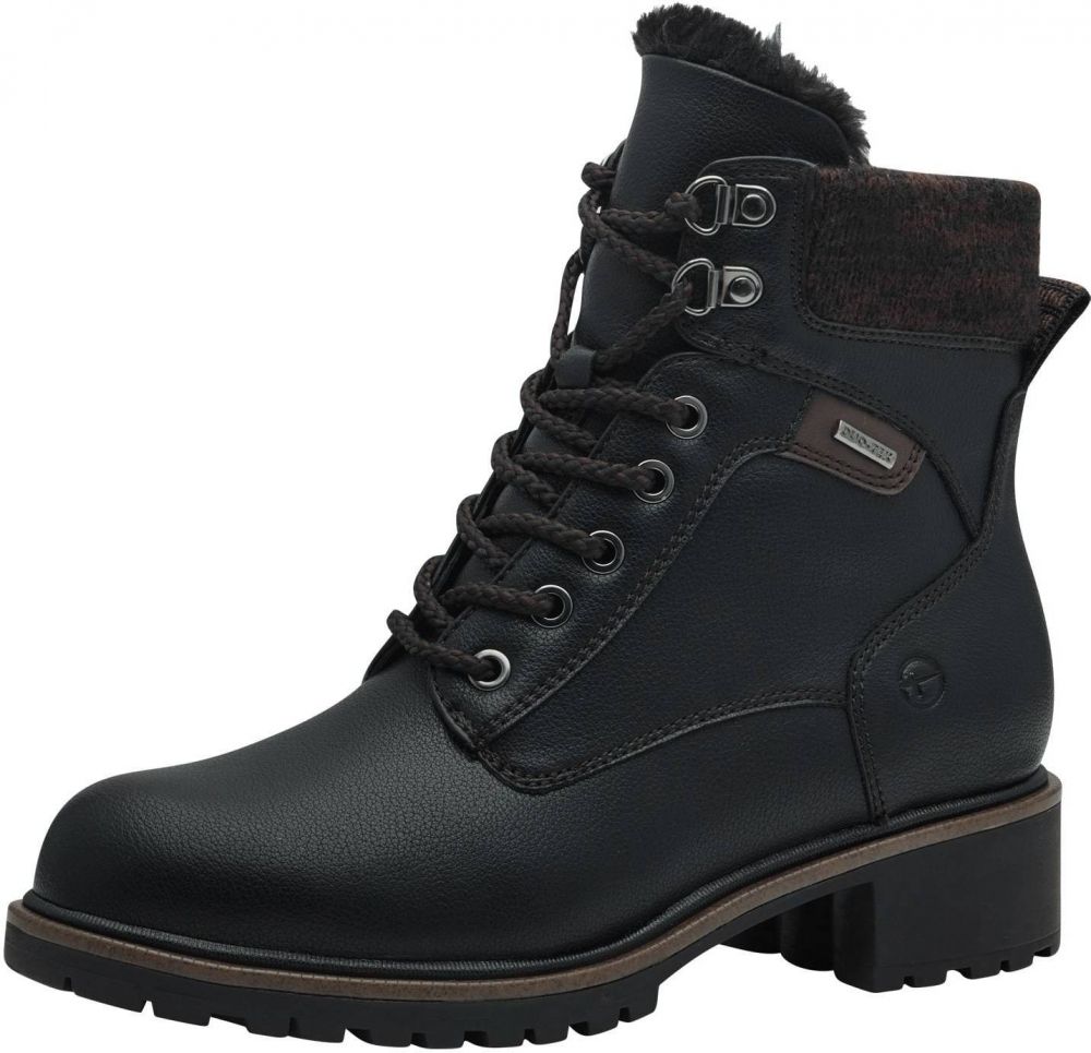 Tamaris Šnurovacie čižmy  hnedá melírovaná / tmavozelená