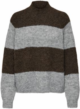 JDY Sveter 'JDYZOEY'  tmavohnedá / sivá / sivá melírovaná