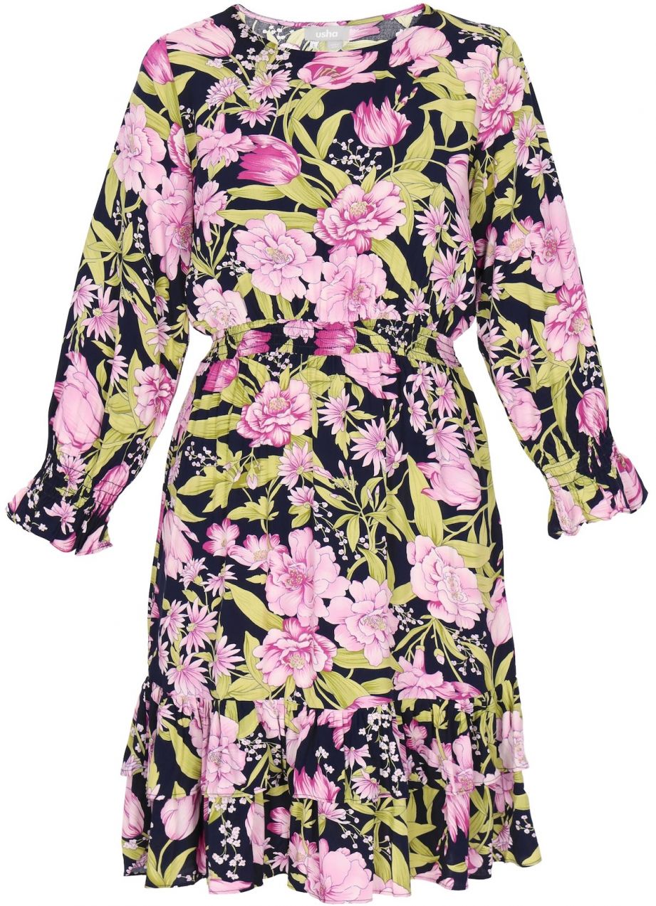 Usha Šaty  námornícka modrá / zelená / svetloružová / tmavoružová