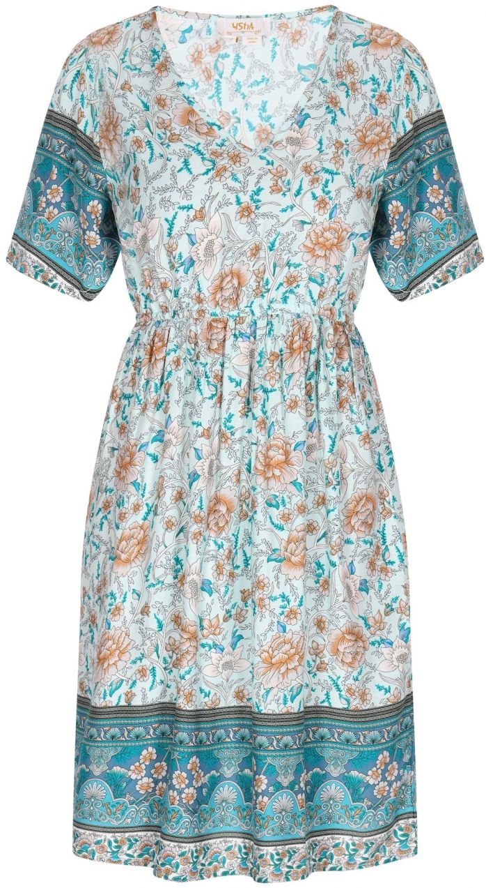 usha FESTIVAL Šaty 'Festival'  vodová / pastelovo oranžová / čierna