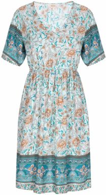 usha FESTIVAL Šaty 'Festival'  vodová / pastelovo oranžová / čierna