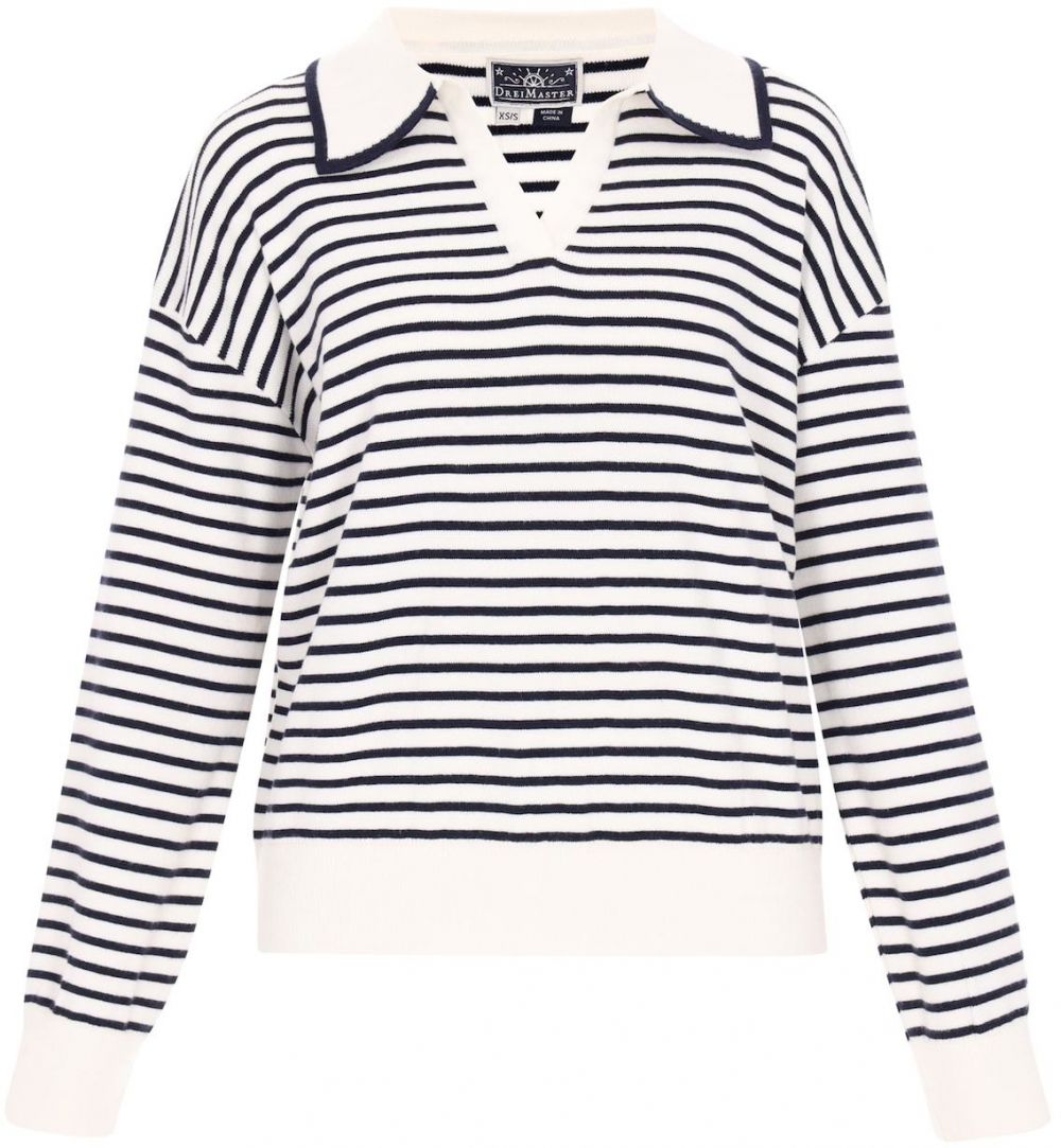 DreiMaster Maritim Sveter  čierna / šedobiela