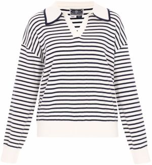 DreiMaster Maritim Sveter  čierna / šedobiela