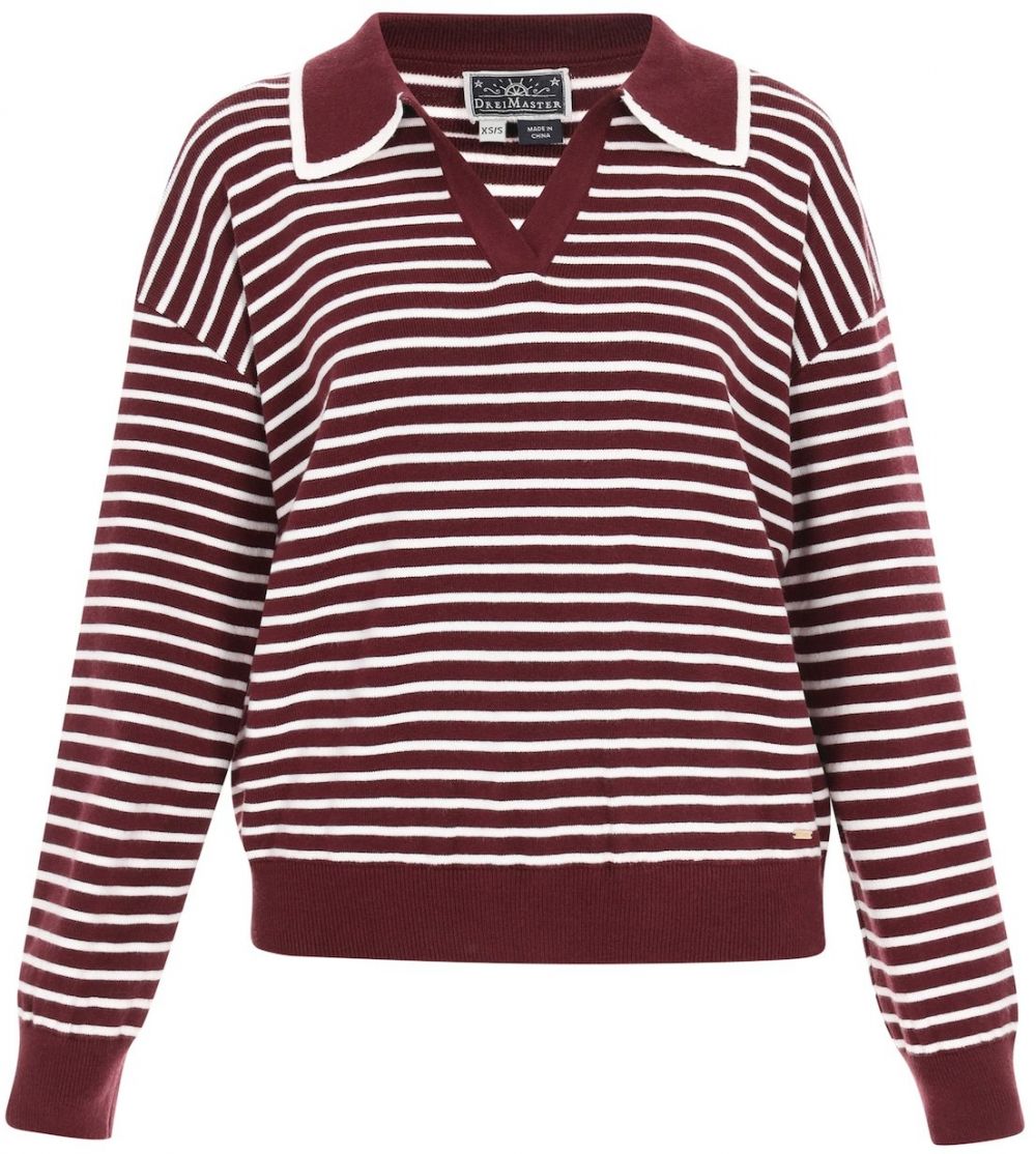 DreiMaster Maritim Sveter  tmavočervená / biela