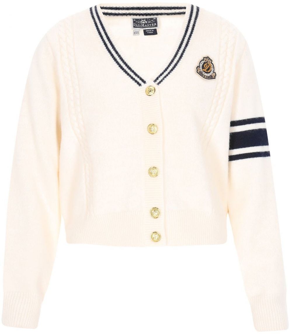 DreiMaster Maritim Kardigán  žltá / čierna / prírodná biela