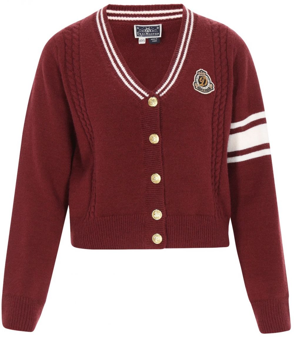 DreiMaster Maritim Kardigán  tmavočervená / biela
