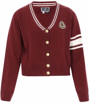 DreiMaster Maritim Kardigán  tmavočervená / biela