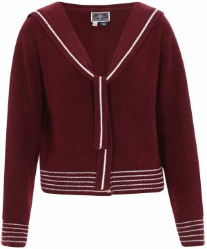 DreiMaster Maritim Kardigán  tmavočervená / biela