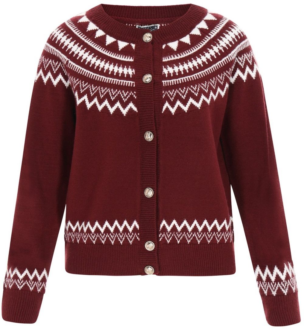 DreiMaster Maritim Kardigán  tmavočervená / biela