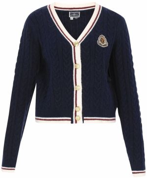 DreiMaster Maritim Kardigán  tmavomodrá / hnedá / biela