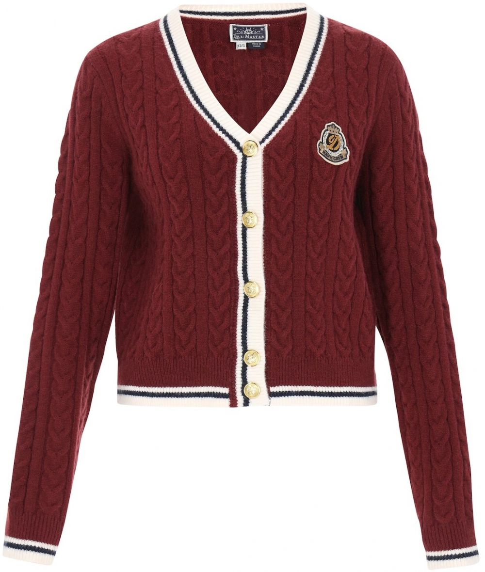 DreiMaster Maritim Kardigán  béžová / tmavočervená / čierna