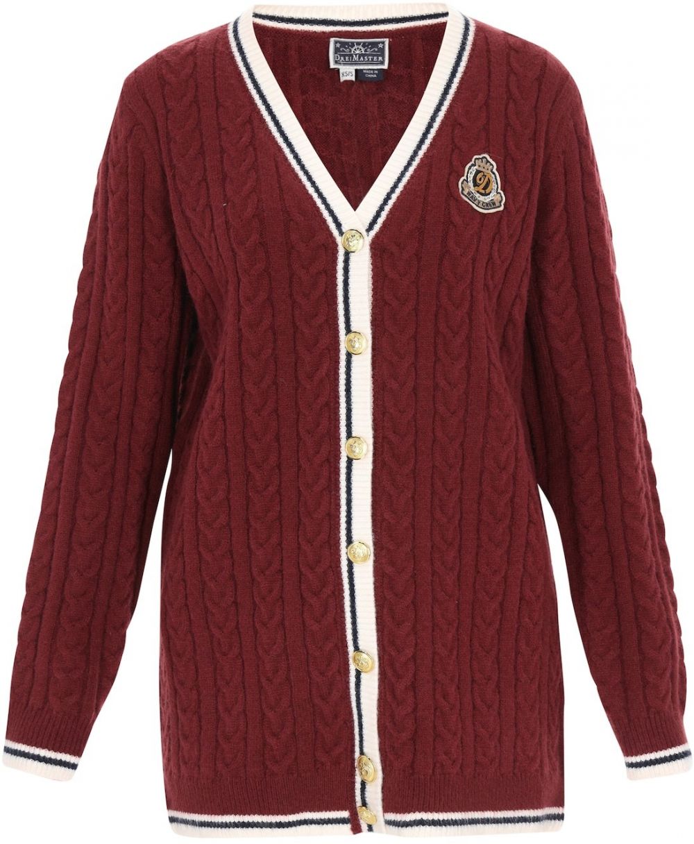 DreiMaster Maritim Kardigán  béžová / tmavočervená / čierna