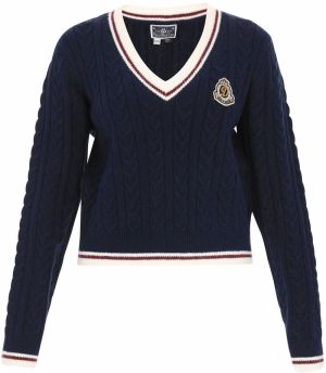 DreiMaster Maritim Sveter  tmavomodrá / červená / šedobiela