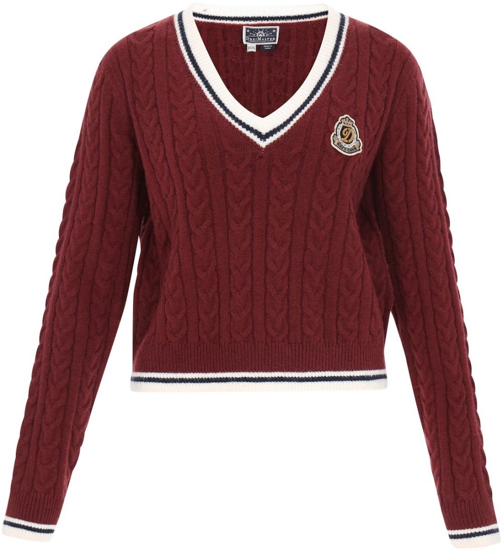 DreiMaster Maritim Sveter  tmavočervená / čierna / šedobiela