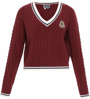 DreiMaster Maritim Sveter  tmavočervená / čierna / šedobiela