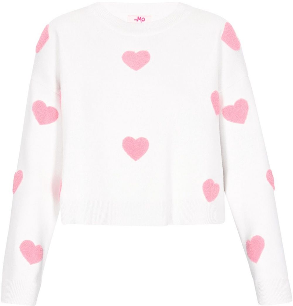 MYMO Sveter  ružová / šedobiela