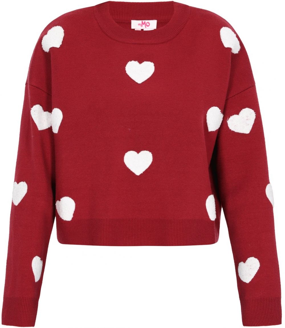 MYMO Sveter  tmavočervená / biela