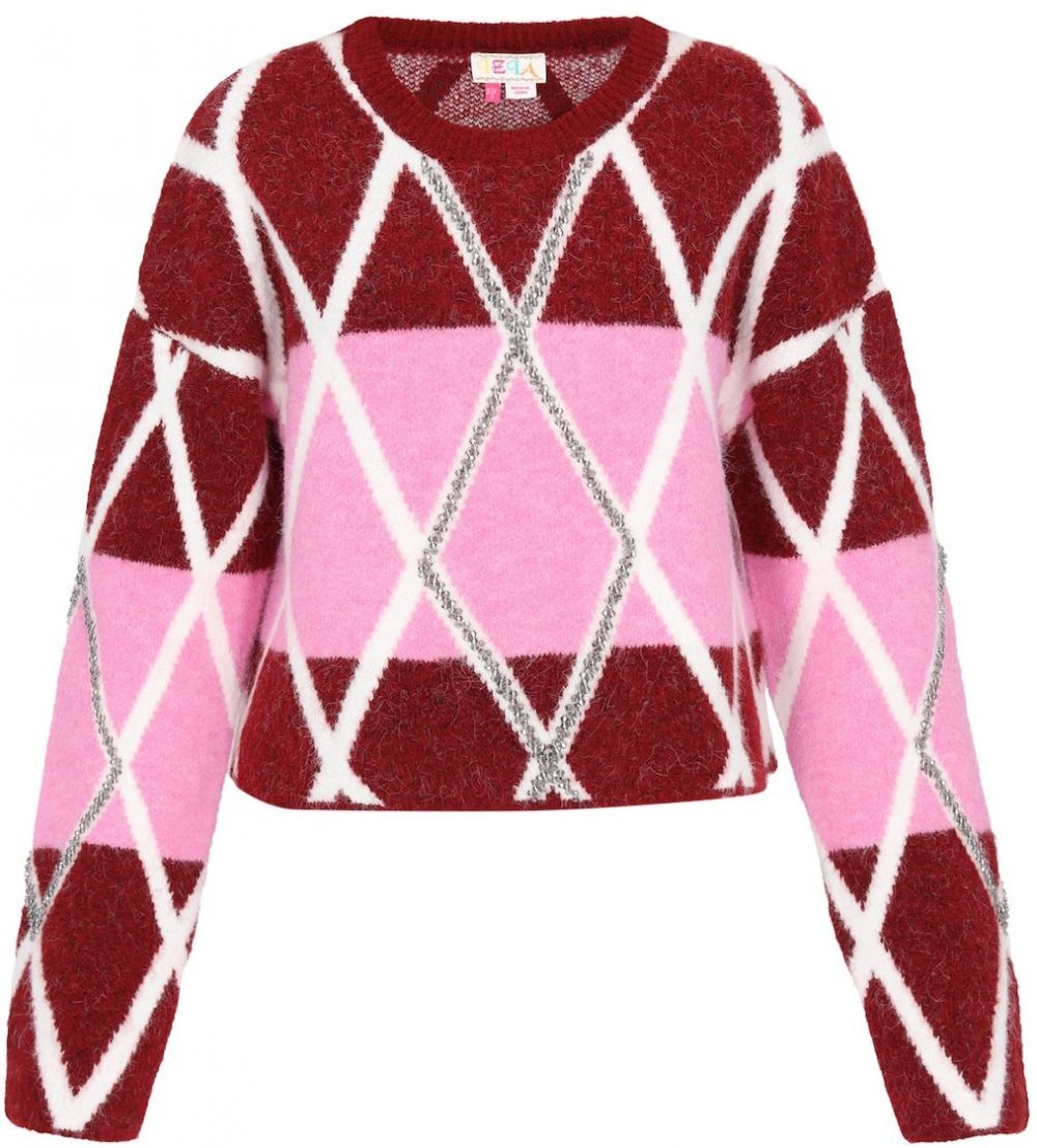 IZIA Sveter  ružová / burgundská / biela