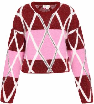 IZIA Sveter  ružová / burgundská / biela