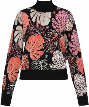 IZIA Sveter  oranžovo červená / čierna / biela