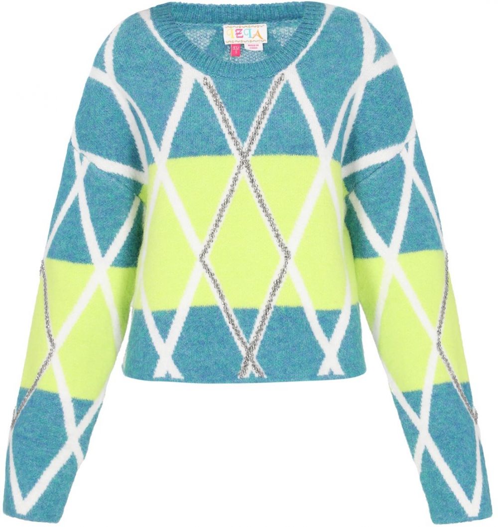 IZIA Sveter  tyrkysová / jablková / biela