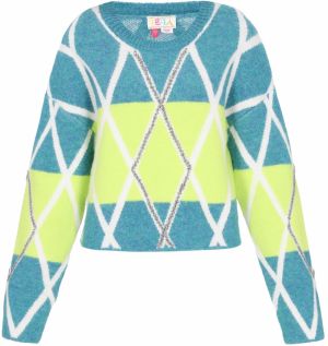 IZIA Sveter  tyrkysová / jablková / biela