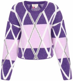IZIA Sveter  fialová / ružová / biela