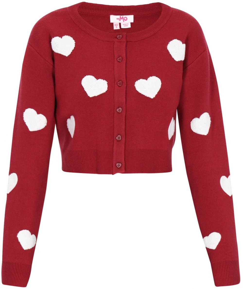 MYMO Kardigán  tmavočervená / biela