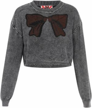 myMo ROCKS Sveter  hnedá / čierna / biela