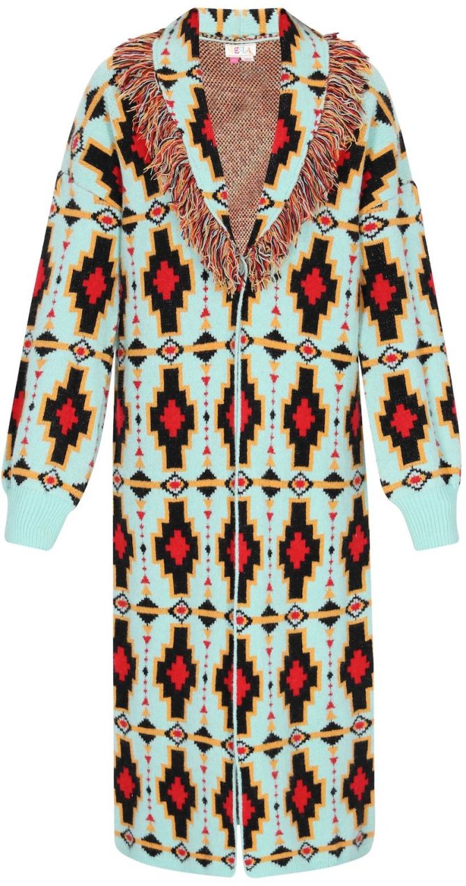 IZIA Pletený kabát  tyrkysová / oranžová / červená / čierna