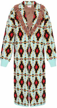 IZIA Pletený kabát  tyrkysová / oranžová / červená / čierna