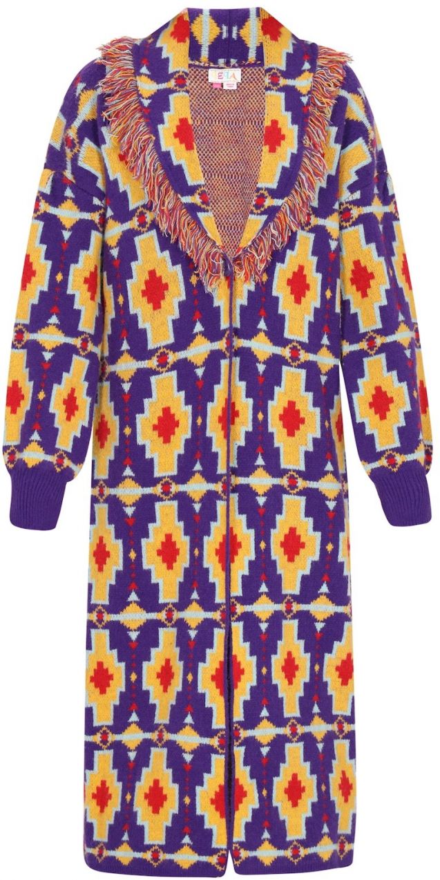 IZIA Pletený kabát  pastelovo modrá / žltá / fialová / červená