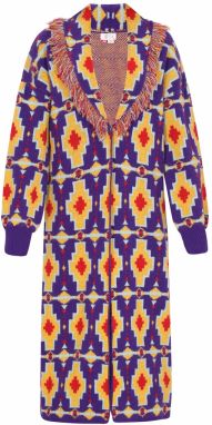 IZIA Pletený kabát  pastelovo modrá / žltá / fialová / červená