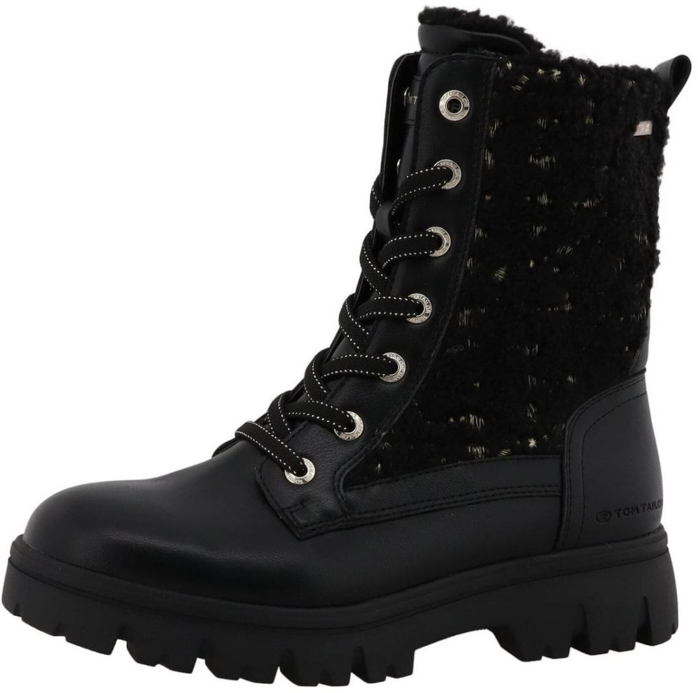 TOM TAILOR Šnurovacie členkové čižmy  svetlobéžová / čierna