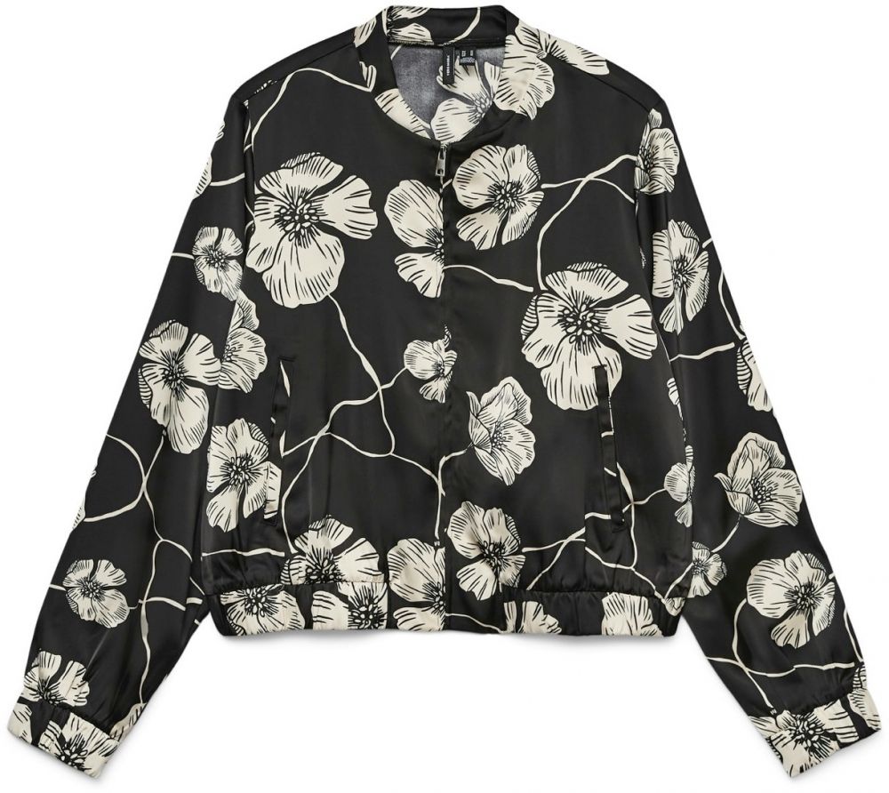 VERO MODA Prechodná bunda 'VMELENA'  čierna / šedobiela