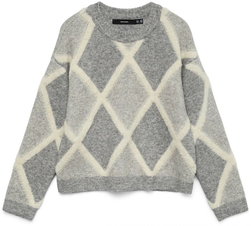 VERO MODA Sveter 'VMARGIE'  sivá / sivá melírovaná / biela ako vlna