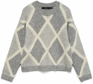 VERO MODA Sveter 'VMARGIE'  sivá / sivá melírovaná / biela ako vlna