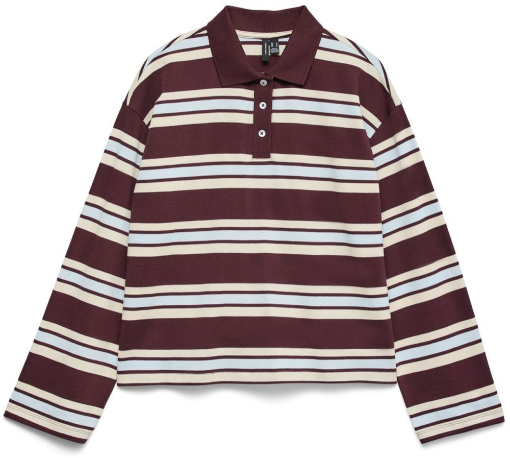 VERO MODA Tričko  svetlobéžová / svetlomodrá / vínovo červená