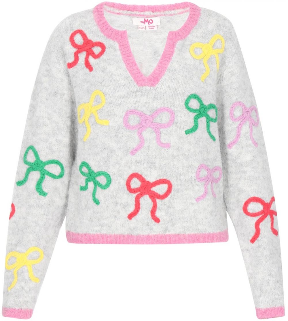 MYMO Sveter  svetlosivá / zelená / ružová / červená