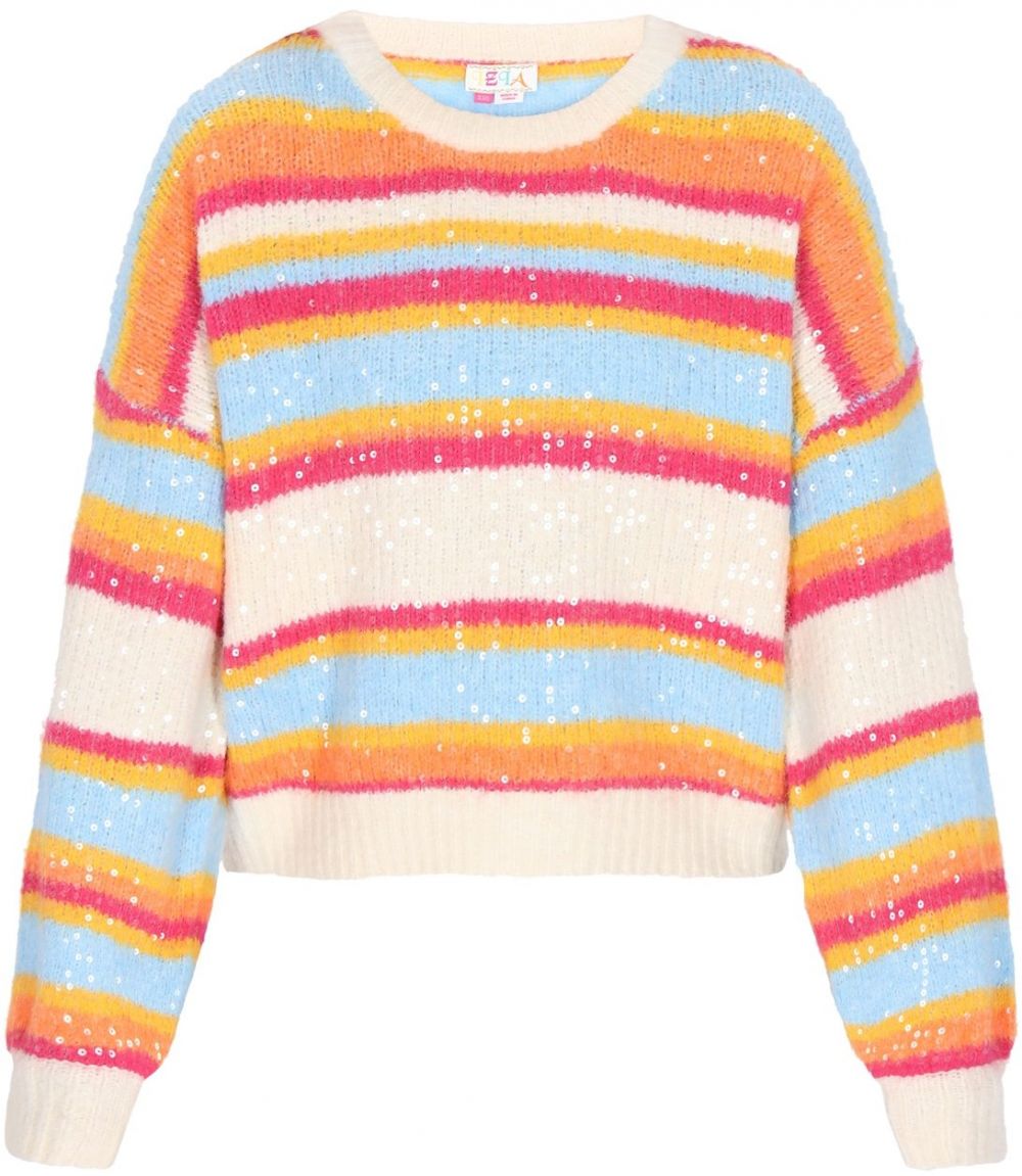 IZIA Sveter  tyrkysová / koralová / červená / šedobiela