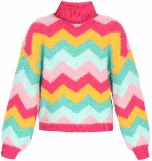 IZIA Sveter  zelená / mätová / oranžová / ružová