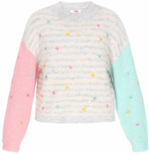 MYMO Sveter  svetlosivá / mätová / ružová