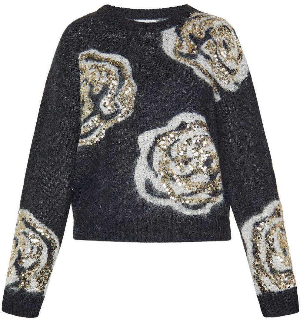 Usha Sveter  sivá / čierna melírovaná