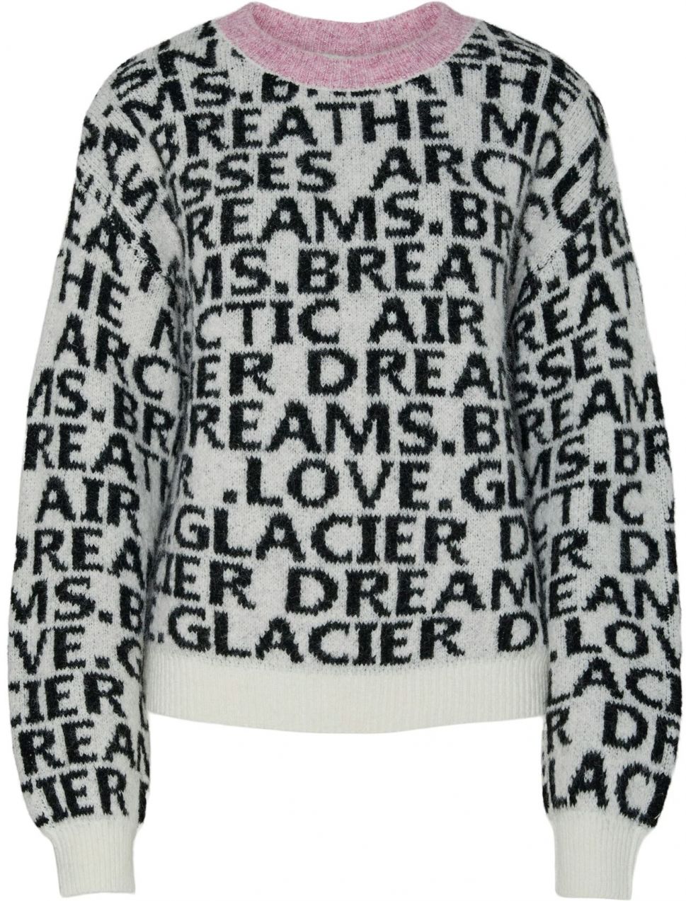 PIECES Sveter  ružová / čierna / biela