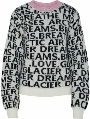 PIECES Sveter  ružová / čierna / biela